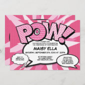 Doop doopsel modern stripboek roze kaart (Voorkant / Achterkant)