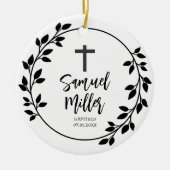 Doop doopsel zwart blad keramisch ornament (Voorkant)