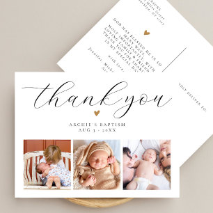 Doop Eenvoudig Modern Chic Script Foto Dank Je Briefkaart