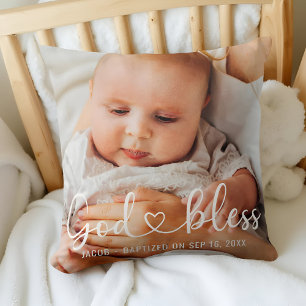 Doop Eenvoudig Modern Hart Baby Foto Kussen