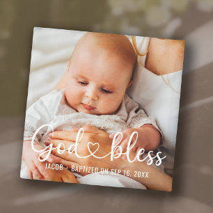 Doop Eenvoudig Modern Hart Baby Foto Magneet