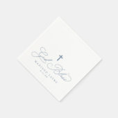 Doop Eerste Communie Dusty Blue God Bless Cross Servet (Hoek)