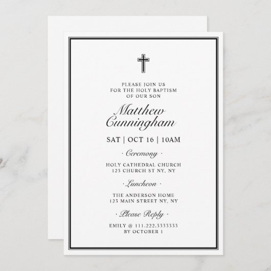 Doop Elegant Modern Cross QR-code Kaart (Voorkant / Achterkant)