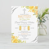 Doop en 1e verjaardag in Spaanse gele bloemen Kaart (Staand voorkant)