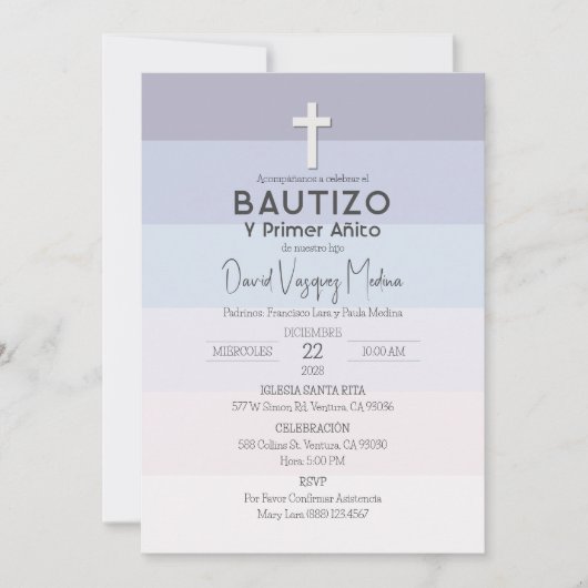 Doop en Eerste Verjaardag Minimalist Kaart (Voorkant)