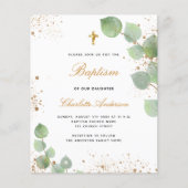 Doop eucalyptus goud blush uitnodiging (Voorkant)