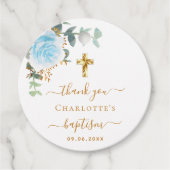 Doop eucalyptus lichtblauw bloemendank je bedankjes labels (Voorkant)