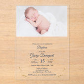 Doop Foto goud kruis transparante Uitnodiging Acryl Uitnodigingen (Voorkant)