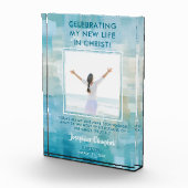 Doop Foto Keepsake Gift Christelijk Modern Blauw (Rechts)