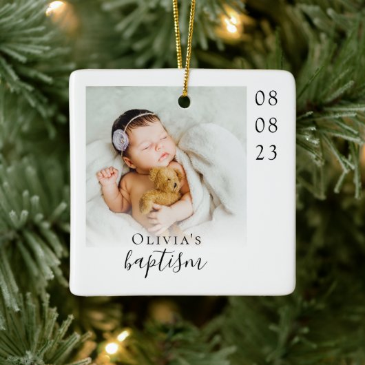 Doop Foto Keepsake Keramisch Ornament (Boom)