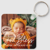 Doop God zegene eenvoudige elegante moderne Baby F Sleutelhanger (Achterkant)