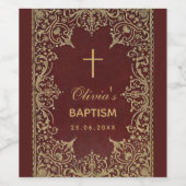 Doop Goud Bourgogne Rood Elegant Wijn Etiket (Enkel label)