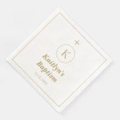 Doop Goud Wit Monogram Initialen Elegant Cool Servet (Hoek)