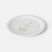 Doop Goud Wit Monogram Initialen Elegant Schattige Papieren Bordje (Gekanteld)