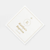 Doop Goud Wit Monogram Initialen Elegant Schattige Servet (Hoek)