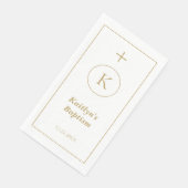 Doop Goud Wit Monogram Initialen Elegant Schattige Servet (Hoek)