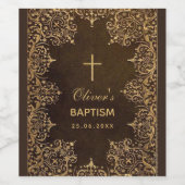 Doop Goudbruin Elegant Wijn Etiket (Enkel label)