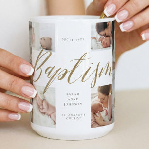 Doop Gouden Calligrafie Foto Collage Aandenken Koffiemok