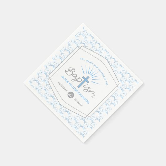 Doop halo en kruis aangepaste blauw grijs servet (Hoek)