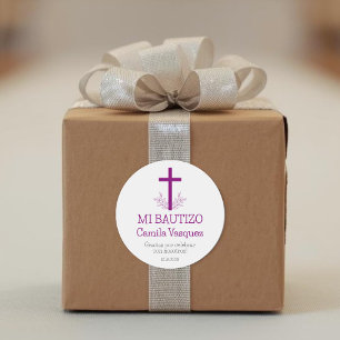 Doop in het Spaans Eenvoudig Bautizo Kruis en blad Ronde Sticker