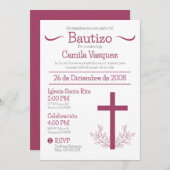 Doop in het Spaans Schattige Bautizo Kruis en blad Kaart (Voorkant / Achterkant)