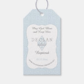 doop | Jongen Blauw Fleur de Lis  Kruis Cadeaulabel (Voorkant)