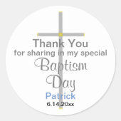 Doop Jongen Dank U Ronde Stickers (Voorkant)