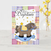 Doop Kaart met Rocking Horse Blue (Gele Bloem)