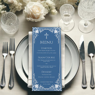 Doop Klassieke Blauwe Elegante Jongen Doop Menu