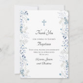 Doop kleine blauwe waterverf bloemetjes dank u kaart (Voorkant)