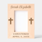 Doop Kruis Aangepaste Naam en Datum Gegraveerde Lijstjes (Voorkant)