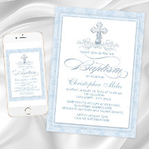 Doop met Blauwe Damast Kruis