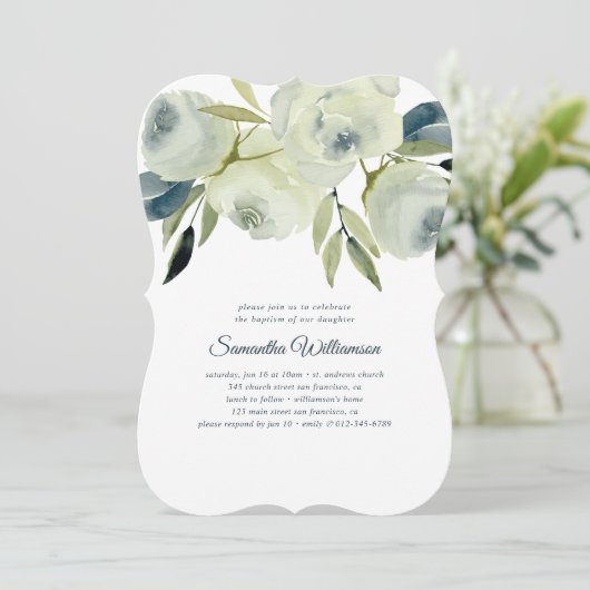 Doop Moderne Waterverf Bloem Kaart (Staand voorkant)