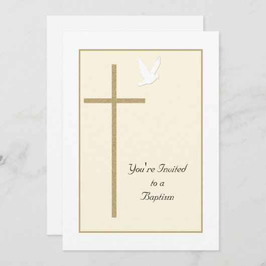 Doop Nodig Sjabloon Kruis en Duif uit Kaart (Voorkant / Achterkant)