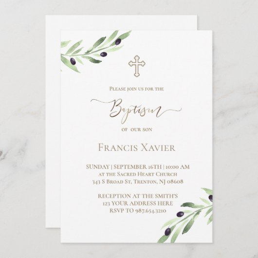 Doop olijftak kaart (Voorkant / Achterkant)