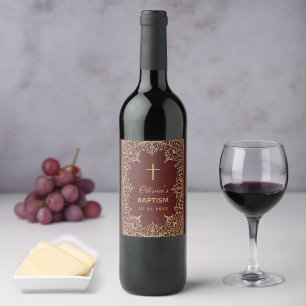 Doop Oude Goud Bordeaux Rode Elegante Wijn Etiket