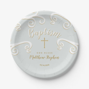 Doop rollen in Poeder Blauw en Goud Papieren Bordje