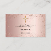 Doop roos gouden glitter partij RSVP Informatiekaartje (Achterkant)