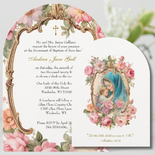 Doop Roze Bloemen Moeder Maria Jezus Goud Kaart