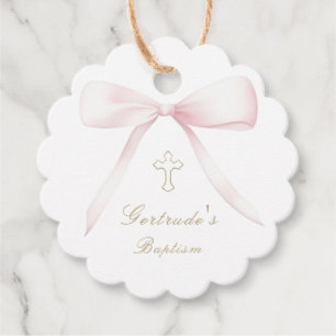 Doop roze boog baby meisje voorkeur tags bedankjes labels