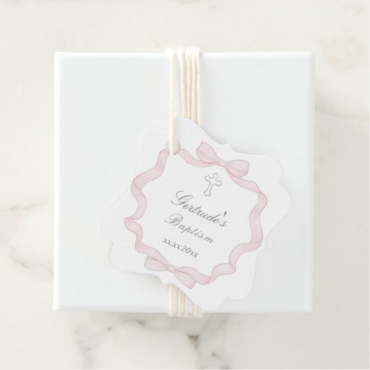 Doop roze boog lijst bedankjes labels (In situ)