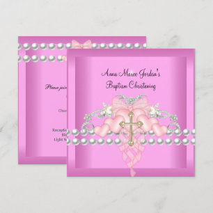 Doop Roze Diadeem Zilver Witte Parel Diamant Kaart