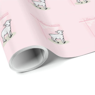 Doop, Roze, Meisje, Lam Cadeaupapier