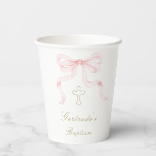 Doop roze strik baby meisje papieren bekers