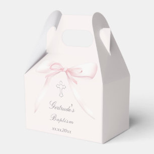 Doop roze strik bedankdoosjes