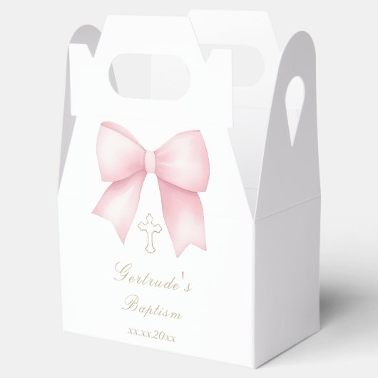 Doop roze strik bedankdoosjes (Geopend)