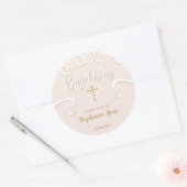 Doop Scrolls in Roze en Goud Ronde Sticker (Envelop)