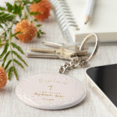 Doop Scrolls in Roze en Goud Sleutelhanger (Zijkant)