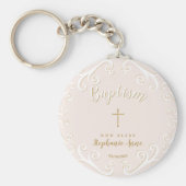 Doop Scrolls in Roze en Goud Sleutelhanger (Voorkant)