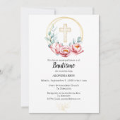 Doop Spaanse uitnodiging Meisje, Bloemen (Voorkant)